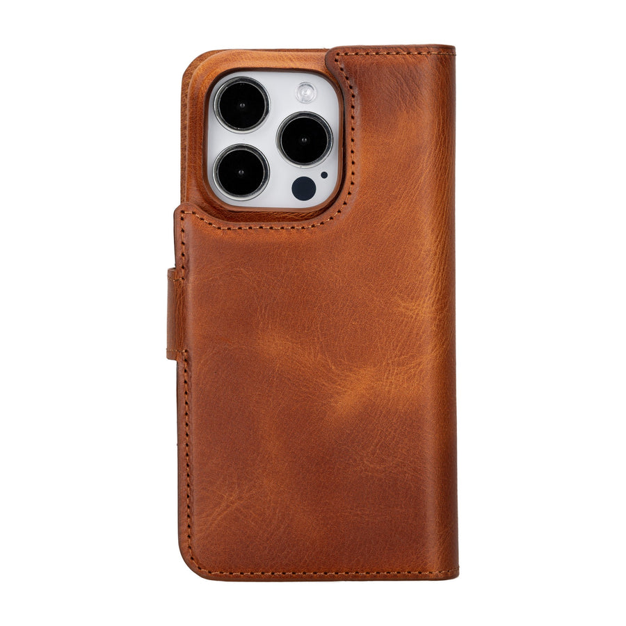 iphone 15 pro florence leather wallet phone case antique brown 01