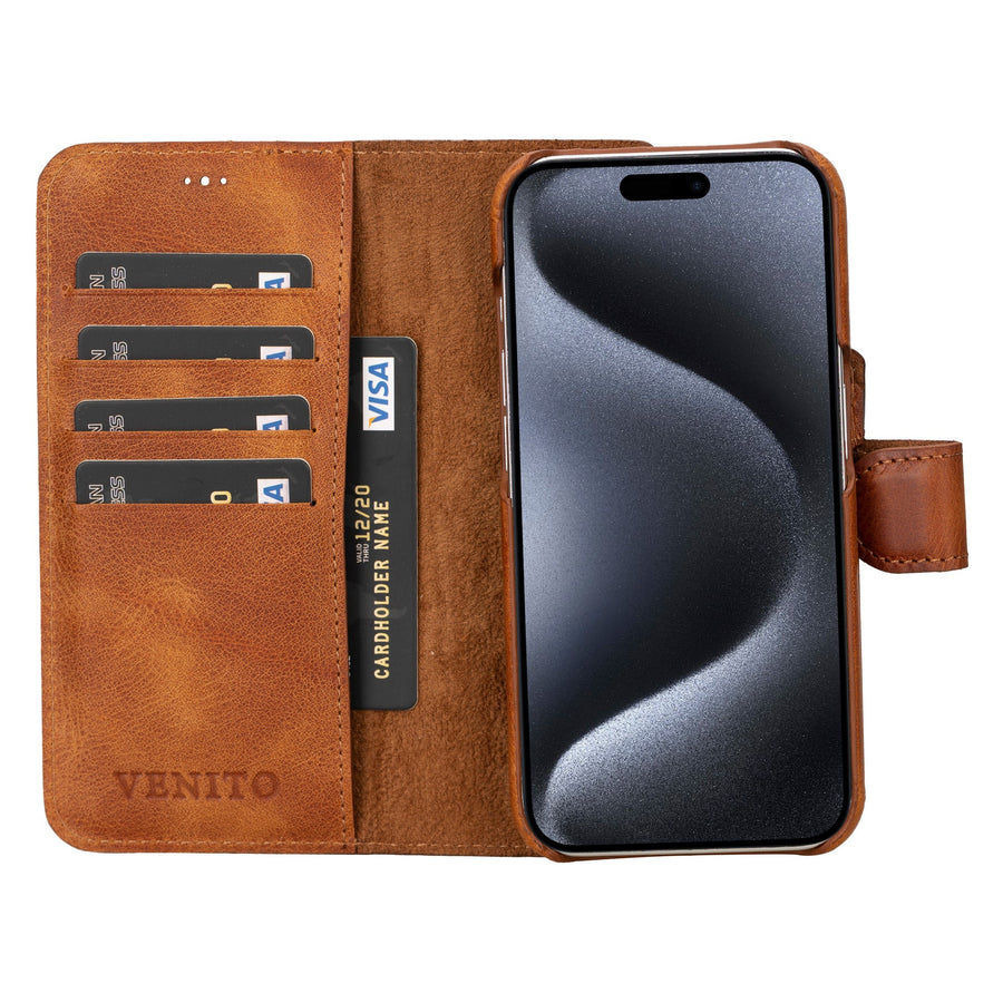 iphone 15 pro florence leather wallet phone case antique brown 02