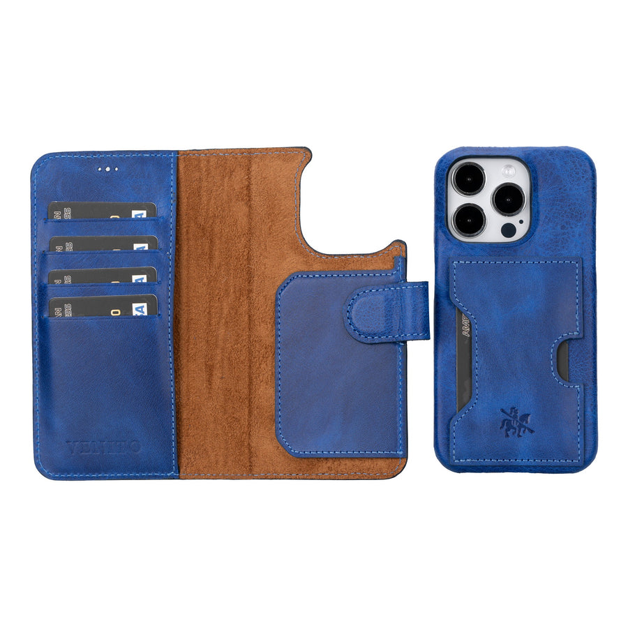 iphone 15 pro florence leather wallet phone case blue 03