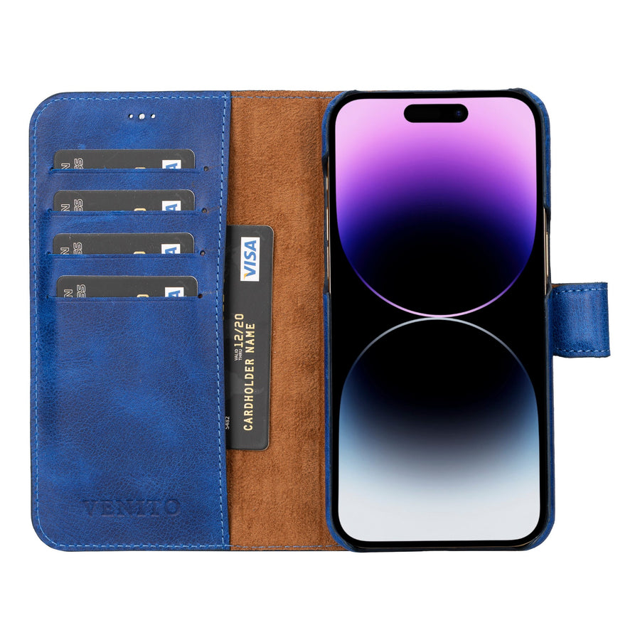 iphone 15 pro florence leather wallet phone case blue 07