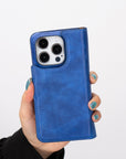 iphone 15 pro florence leather wallet phone case blue 09