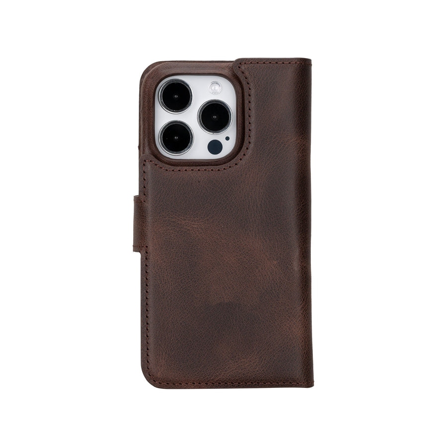 iphone 15 pro florence leather wallet phone case coffee brown 01
