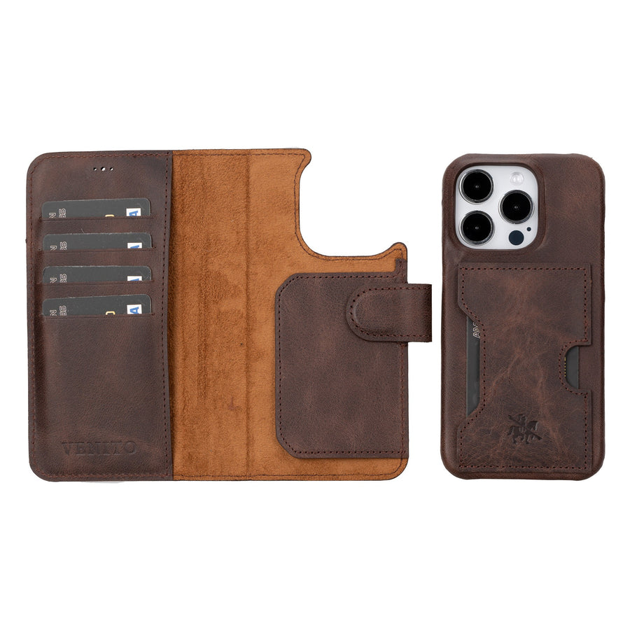 iphone 15 pro florence leather wallet phone case coffee brown 03