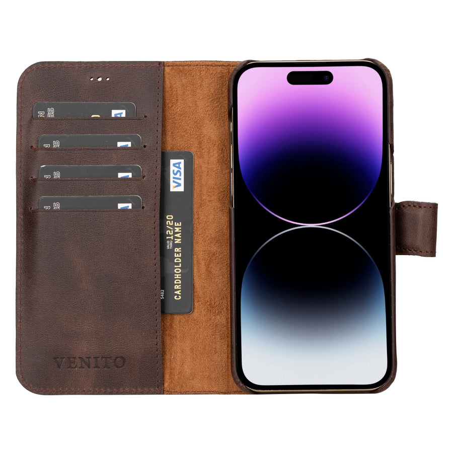 iphone 15 pro florence leather wallet phone case coffee brown 07