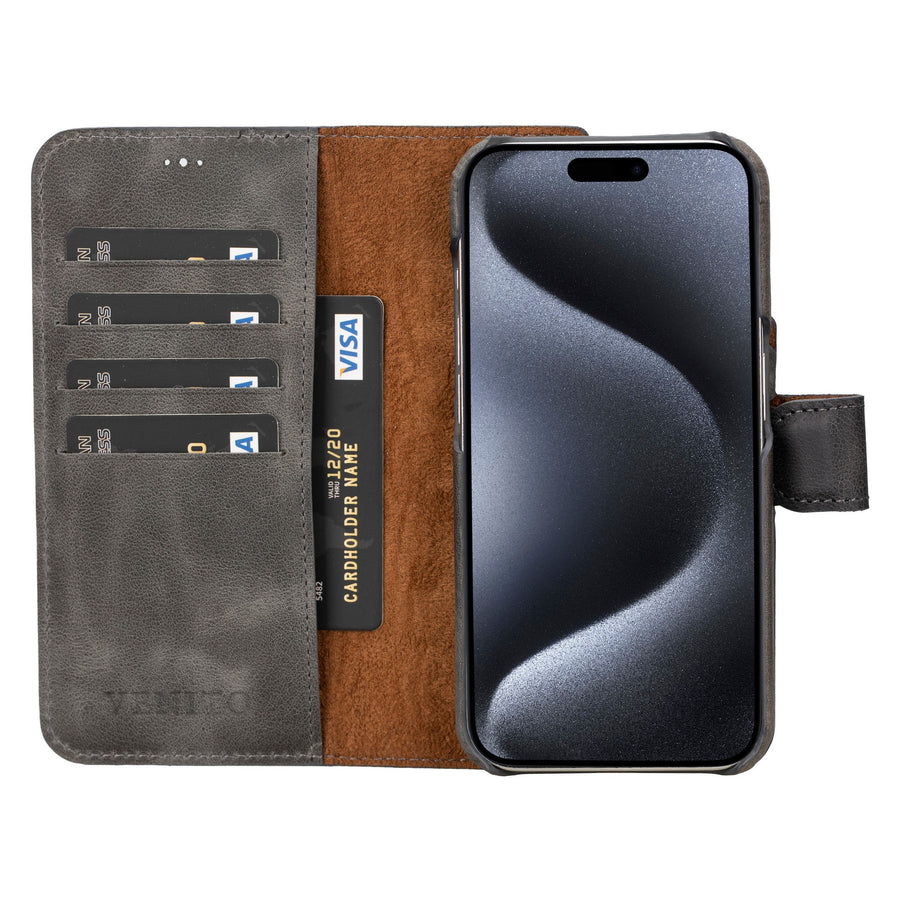 iphone 15 pro florence leather wallet phone case faded gray 02