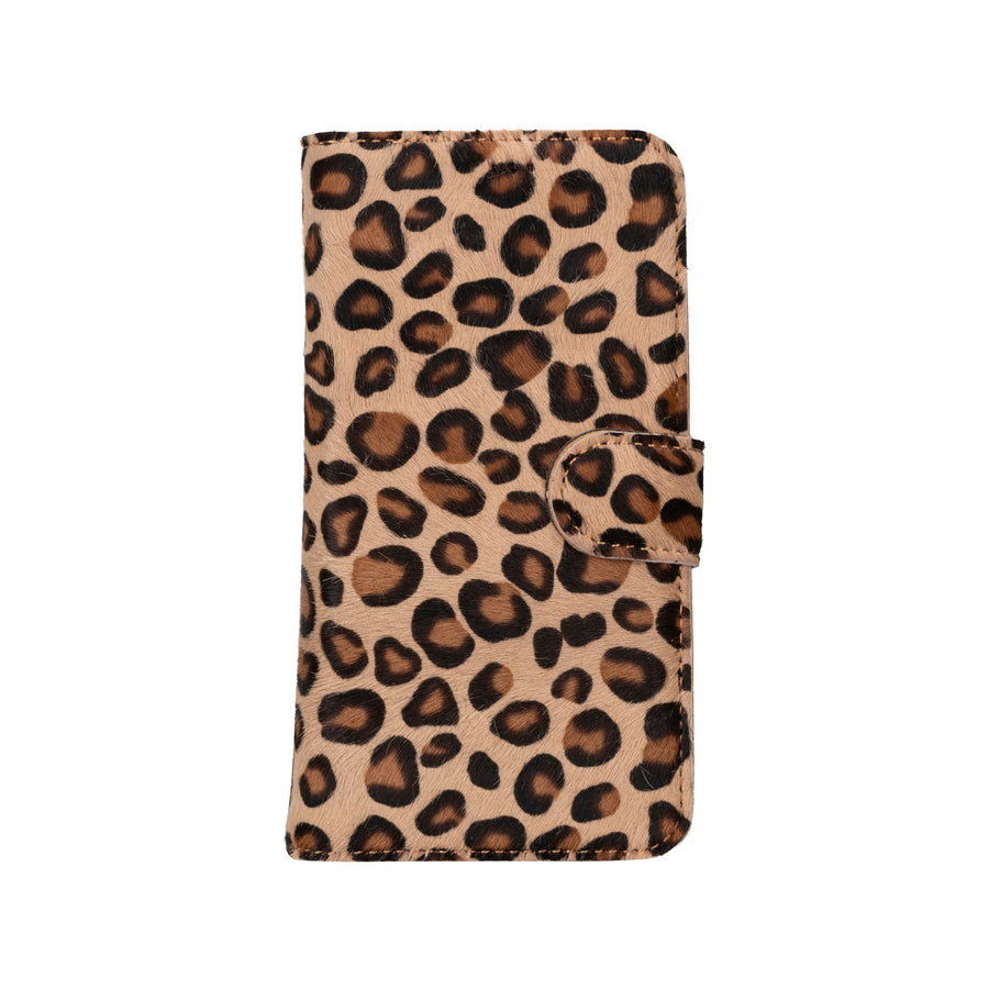 iphone 15 pro florence leather wallet phone case furry leopard 00