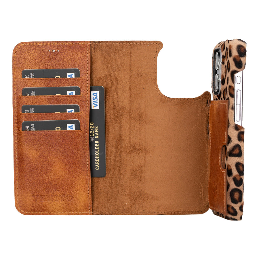 iphone 15 pro florence leather wallet phone case furry leopard 02