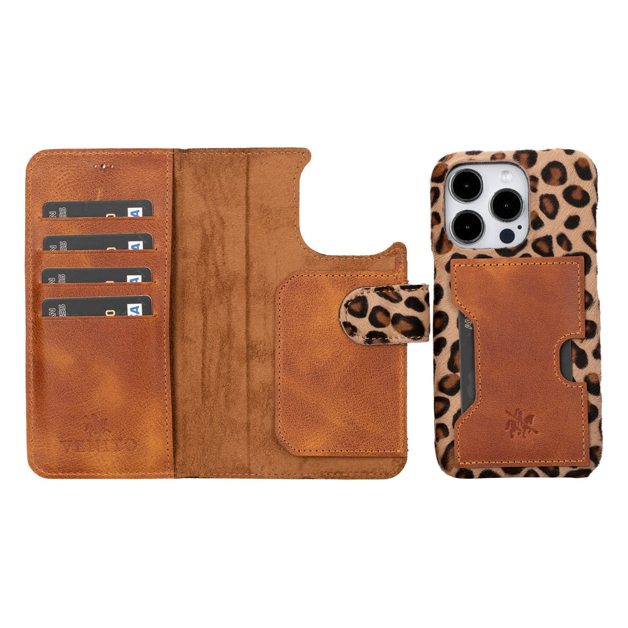 iphone 15 pro florence leather wallet phone case furry leopard 03