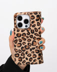 iphone 15 pro florence leather wallet phone case furry leopard 09