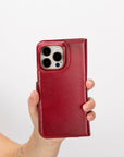 iphone 15 pro max florence leather wallet phone case burnt red 09