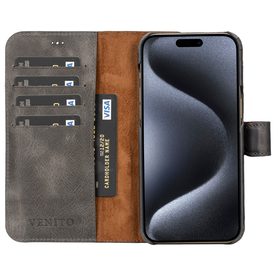 iphone 15 pro max florence leather wallet phone case faded gray 02