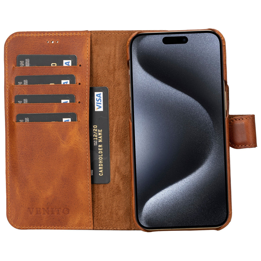 iphone 15 pro max florence leather wallet phone case antique brown 02