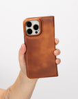 iphone 15 pro max florence leather wallet phone case antique brown 09