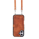 Fermo Funda de cuero para teléfono con billetera cruzada para iPhone 15 Plus