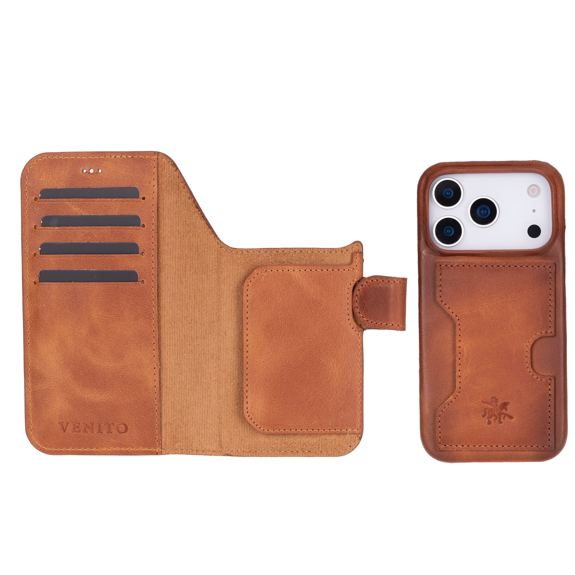 Florence iPhone 17 Pro Wallet Case - RFID Blocking Antique Brown Florence iPhone 17 Pro Wallet Case - RFID Blocking Antique Brown