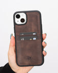 iphone 15 plus capri leather phone case coffee brown 08