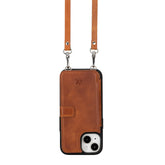 iphone 15 fermo leather crossbody wallet case antique brown 04