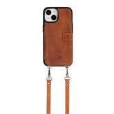 iphone 15 fermo leather crossbody wallet case antique brown 04