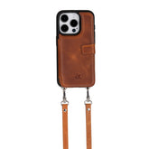 iphone 15 pro fermo leather crossbody wallet case antique brown 04