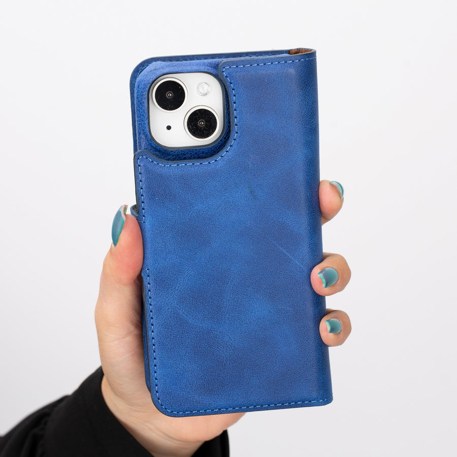 iphone 15 florence leather wallet phone case blue 09
