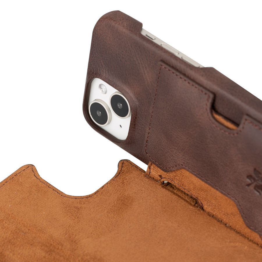 iphone 15 florence leather wallet phone case coffee brown 08