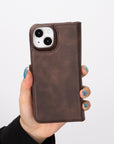 iphone 15 florence leather wallet phone case coffee brown 09