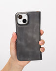 iphone 15 florence leather wallet phone case faded gray 09