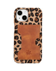 iphone 15 florence leather wallet phone case furry leopard 05