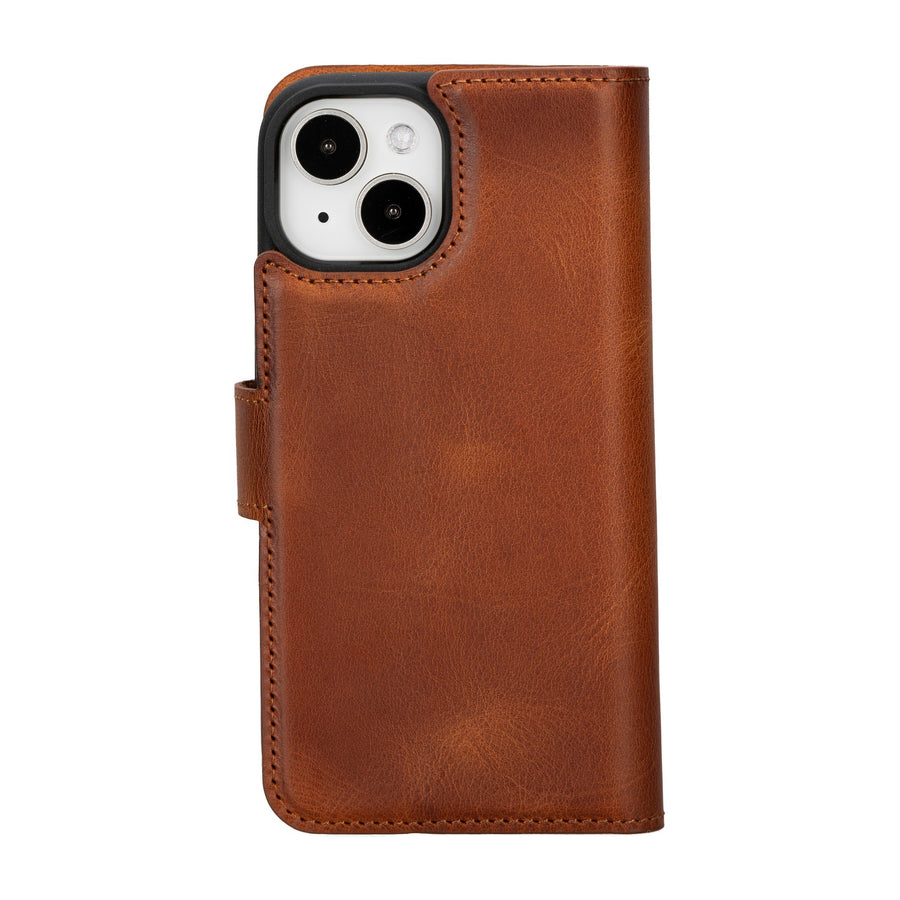iphone 15 ravenna leather wallet phone case antique brown 02