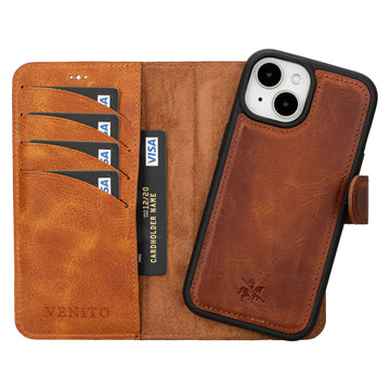 iphone 15 ravenna leather wallet phone case antique brown 04