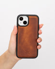 iphone 15 lucca leather phone case antique brown 06