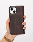 iphone 15 ravenna leather wallet phone case coffee brown 07