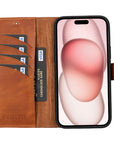 iphone 15 plus ravenna leather wallet phone case antique brown 03