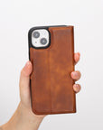 iphone 15 plus ravenna leather wallet phone case antique brown 08