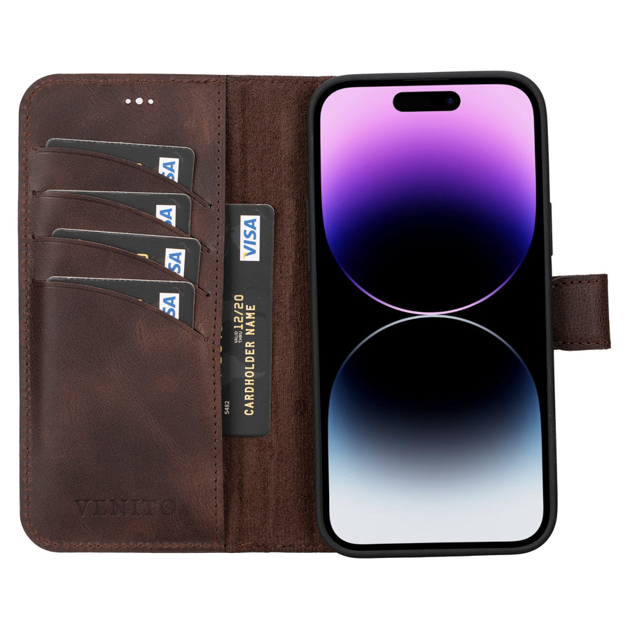 iphone 15 plus ravenna leather wallet phone case coffee brown 03