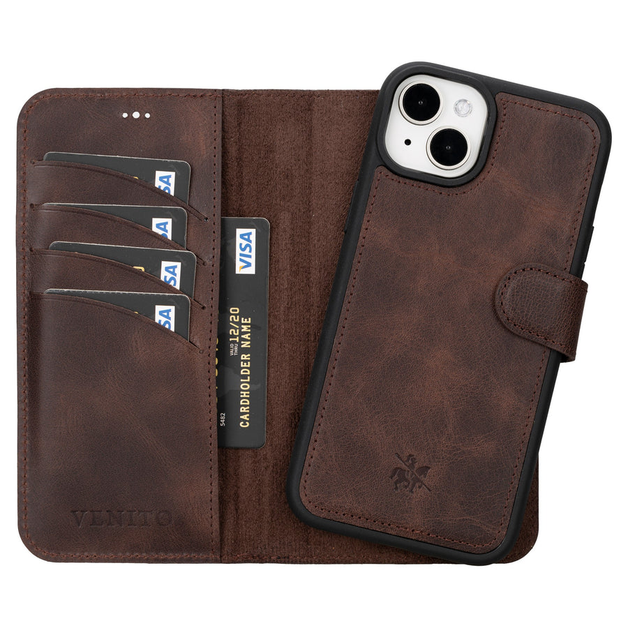 iphone 15 plus ravenna leather wallet phone case coffee brown 04