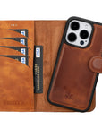 iphone 15 pro ravenna leather wallet phone case antique brown 04