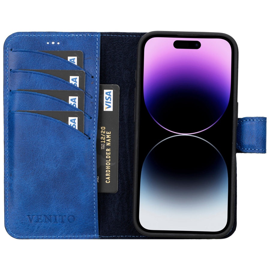 iphone 15 pro ravenna leather wallet phone case blue 03