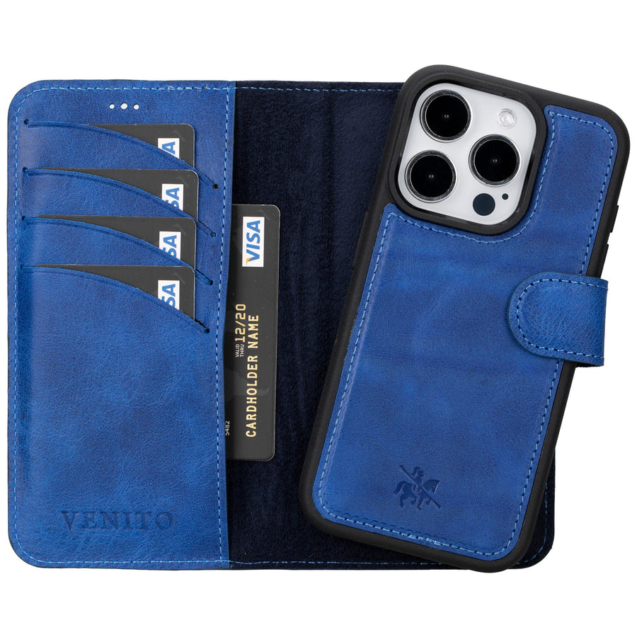 iphone 15 pro ravenna leather wallet phone case blue 04