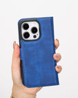 iphone 15 pro ravenna leather wallet phone case blue 07
