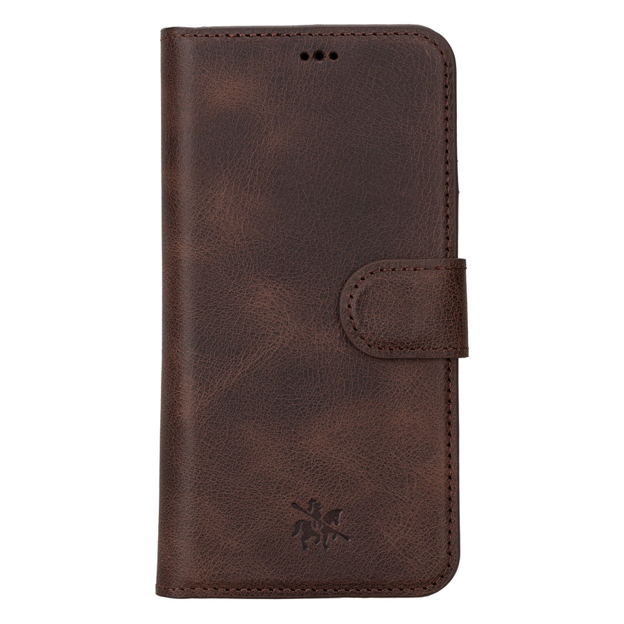 iphone 15 pro ravenna leather wallet phone case coffee brown 01