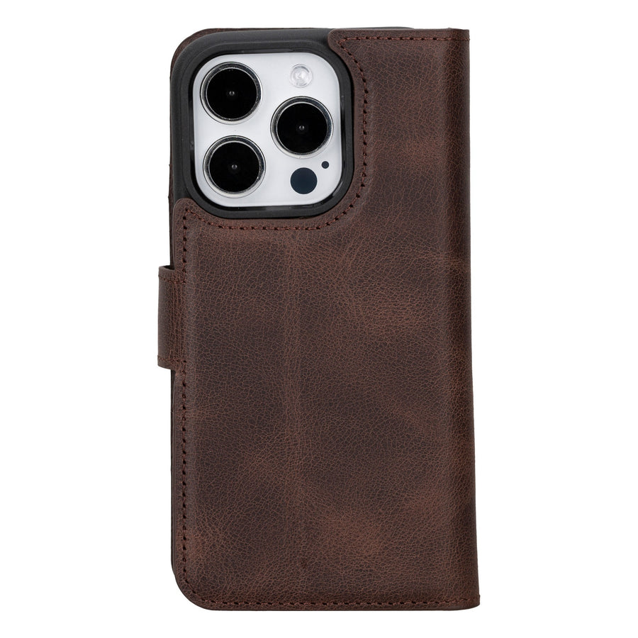 iphone 15 pro ravenna leather wallet phone case coffee brown 02