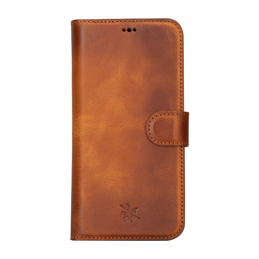 iphone 15 pro max ravenna leather wallet phone case antique brown 01