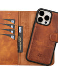 iphone 15 pro max ravenna leather wallet phone case antique brown 04