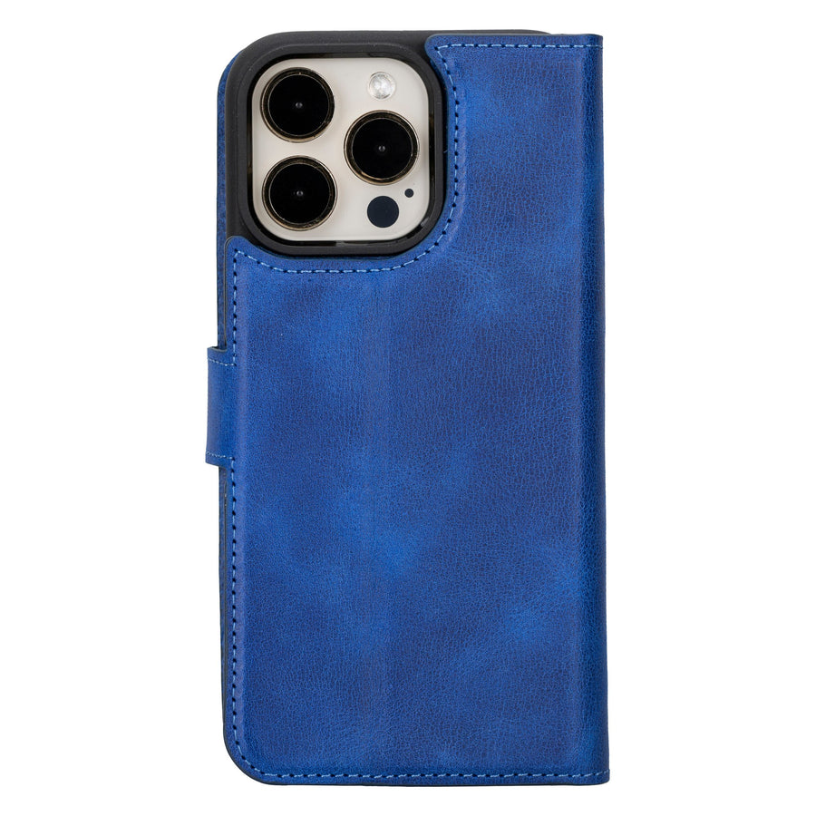 iphone 15 pro max ravenna leather wallet phone case blue 02
