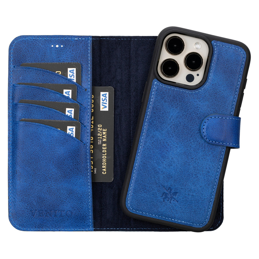 iphone 15 pro max ravenna leather wallet phone case blue 04