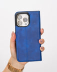 iphone 15 pro max ravenna leather wallet phone case blue 07
