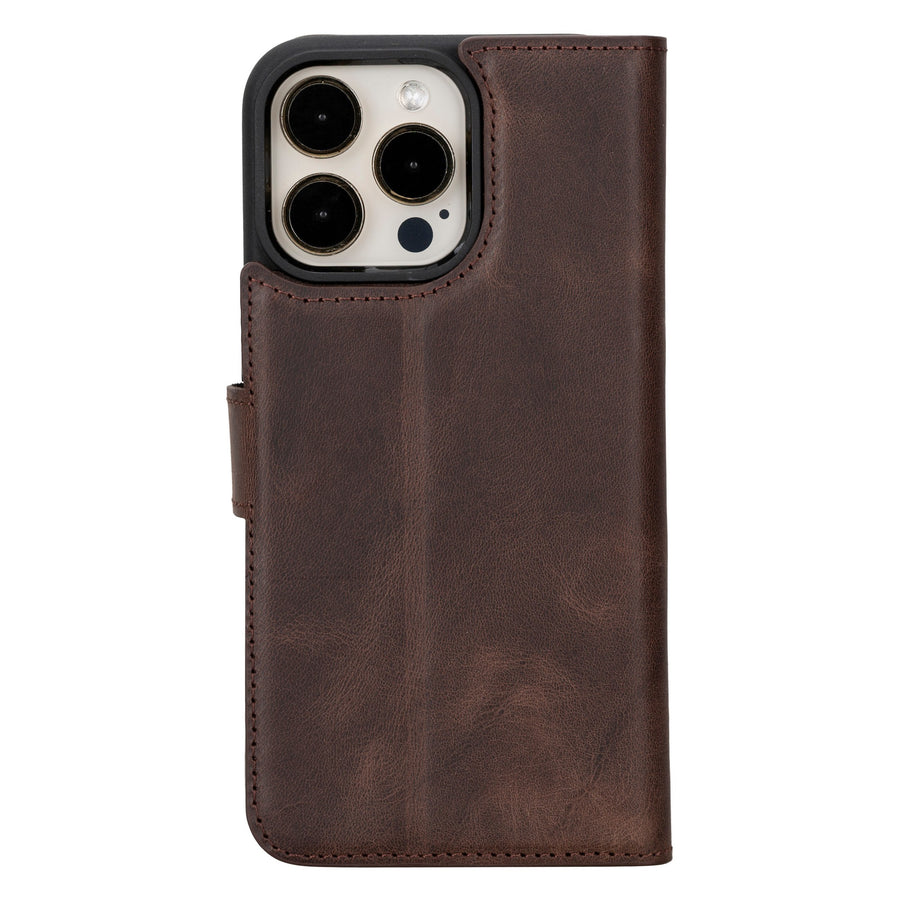 iphone 15 pro max ravenna leather wallet phone case coffee brown 02