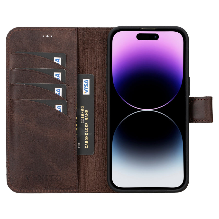 iphone 15 pro max ravenna leather wallet phone case coffee brown 03