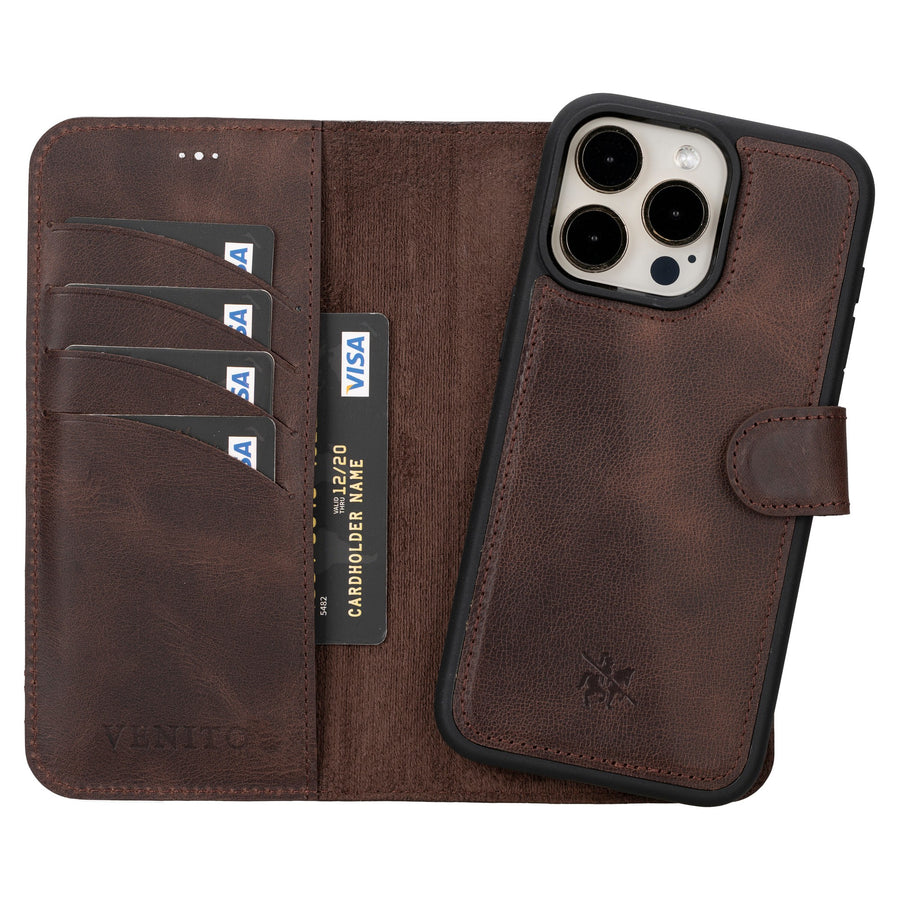 iphone 15 pro max ravenna leather wallet phone case coffee brown 04